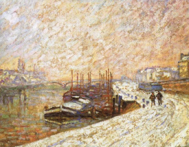 Armand guillaumin Barges in the Snow Norge oil painting art